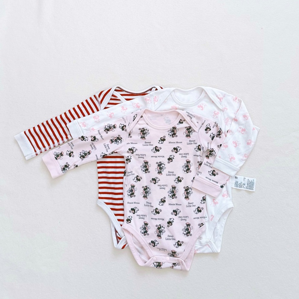 Uniqlo Disney Toddler Long Sleeve Soft Cotton Bodysuits Onesies 3pc 12–18M 80cm